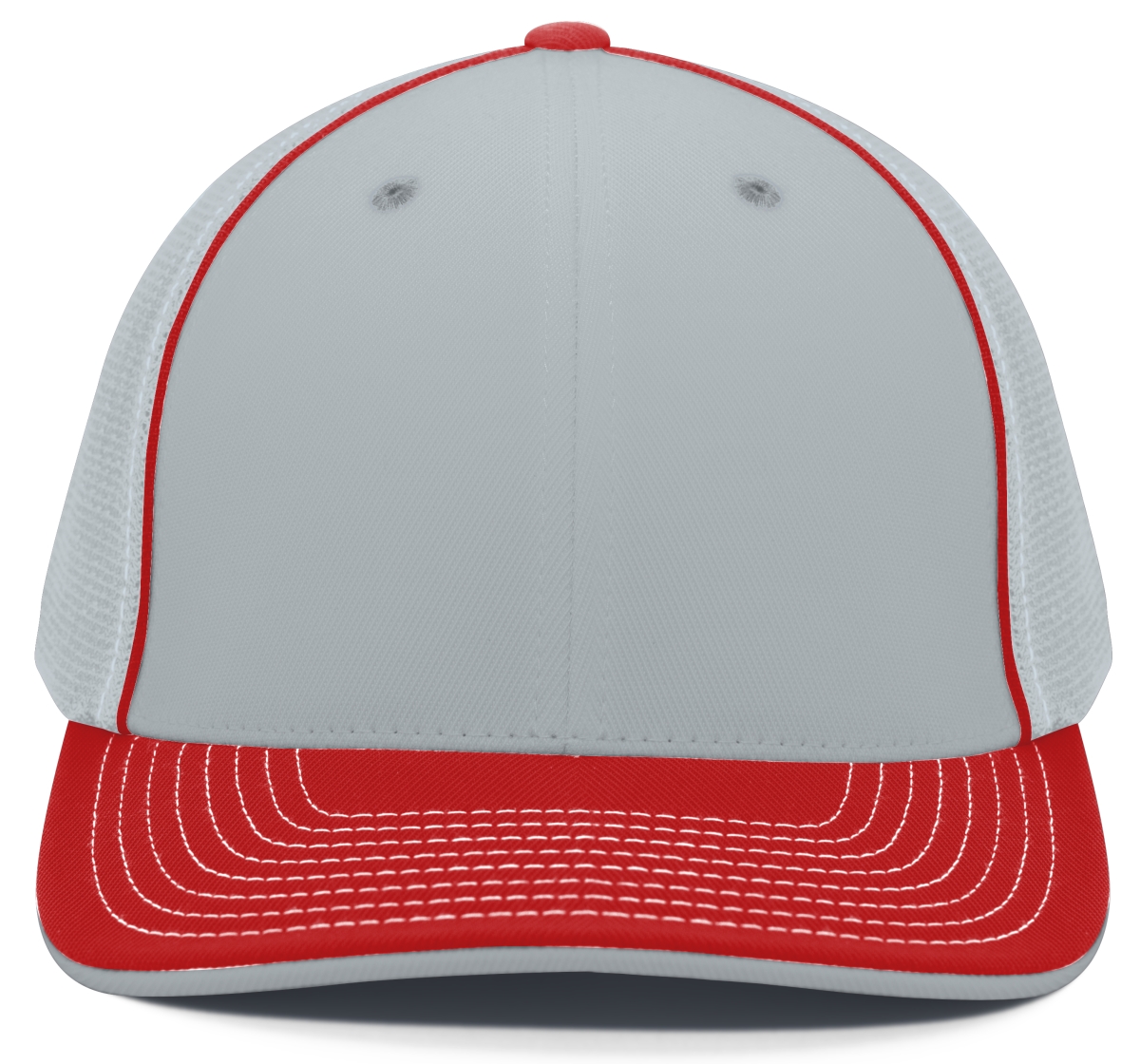404M.108.L-XL Trucker Flexfit Cap, Silver & Red - Large & Extra Large