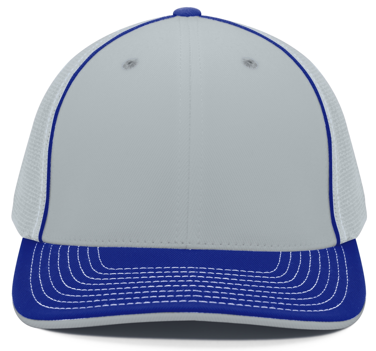404M.48P.L-XL Trucker Flexfit Cap, Silver & Royal - Large & Extra Large