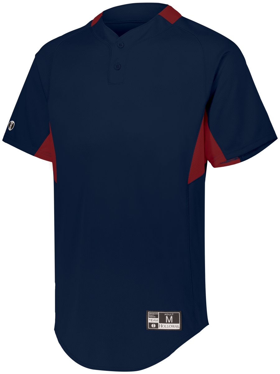 Youth Game7 Two-Button Baseball Jersey, Navy & Scarlet - Large