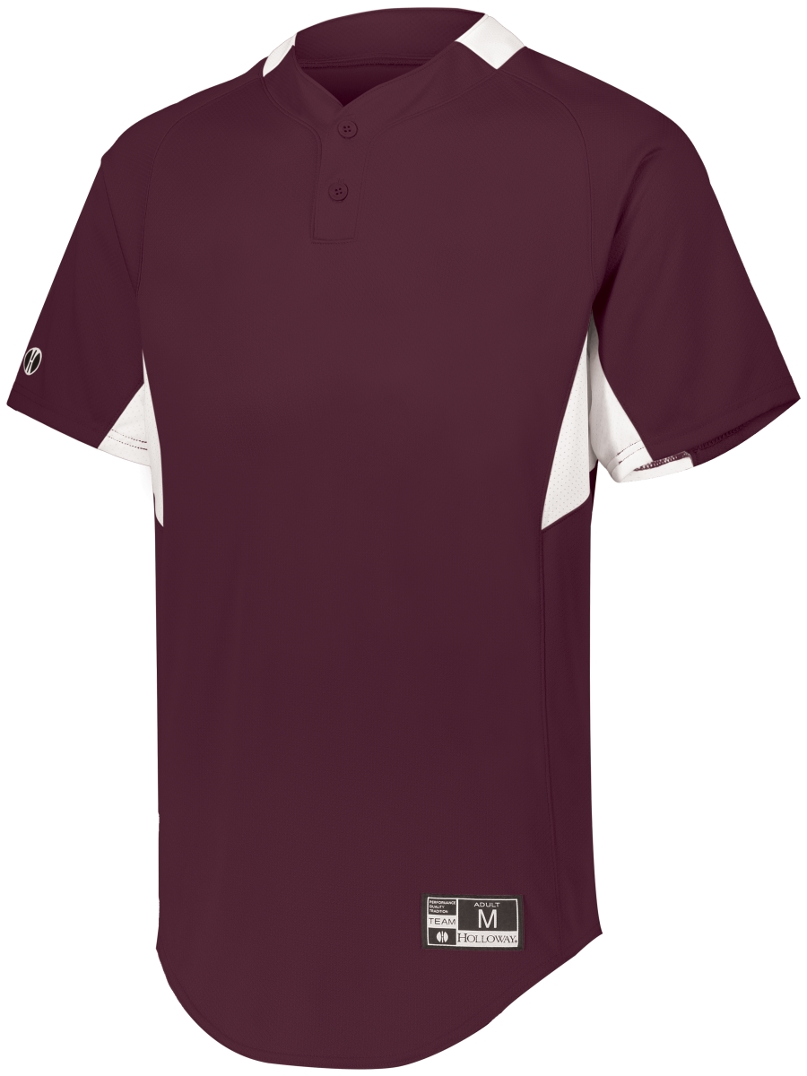 Youth Game7 Two-Button Baseball Jersey, Maroon & White - Medium