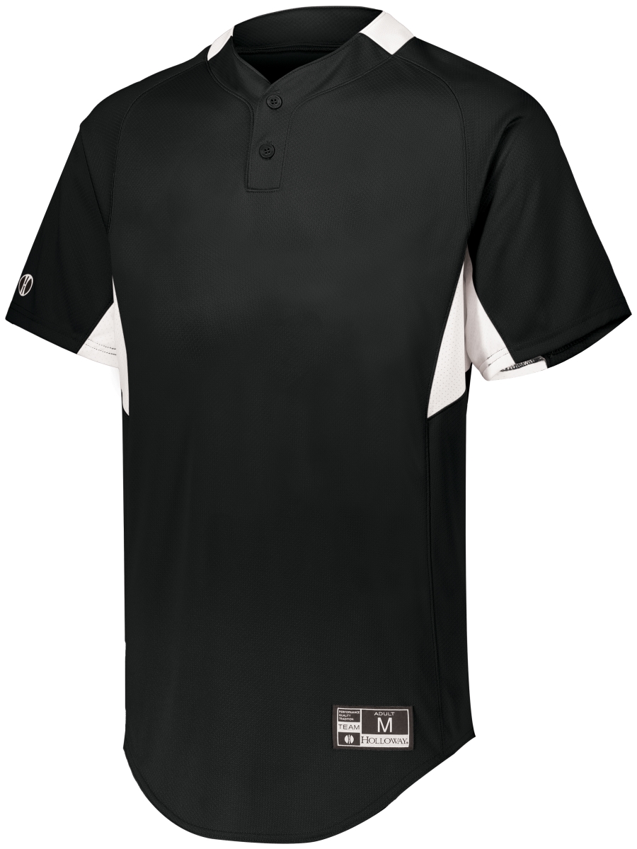 Youth Game7 Two-Button Baseball Jersey, Black & White - Medium