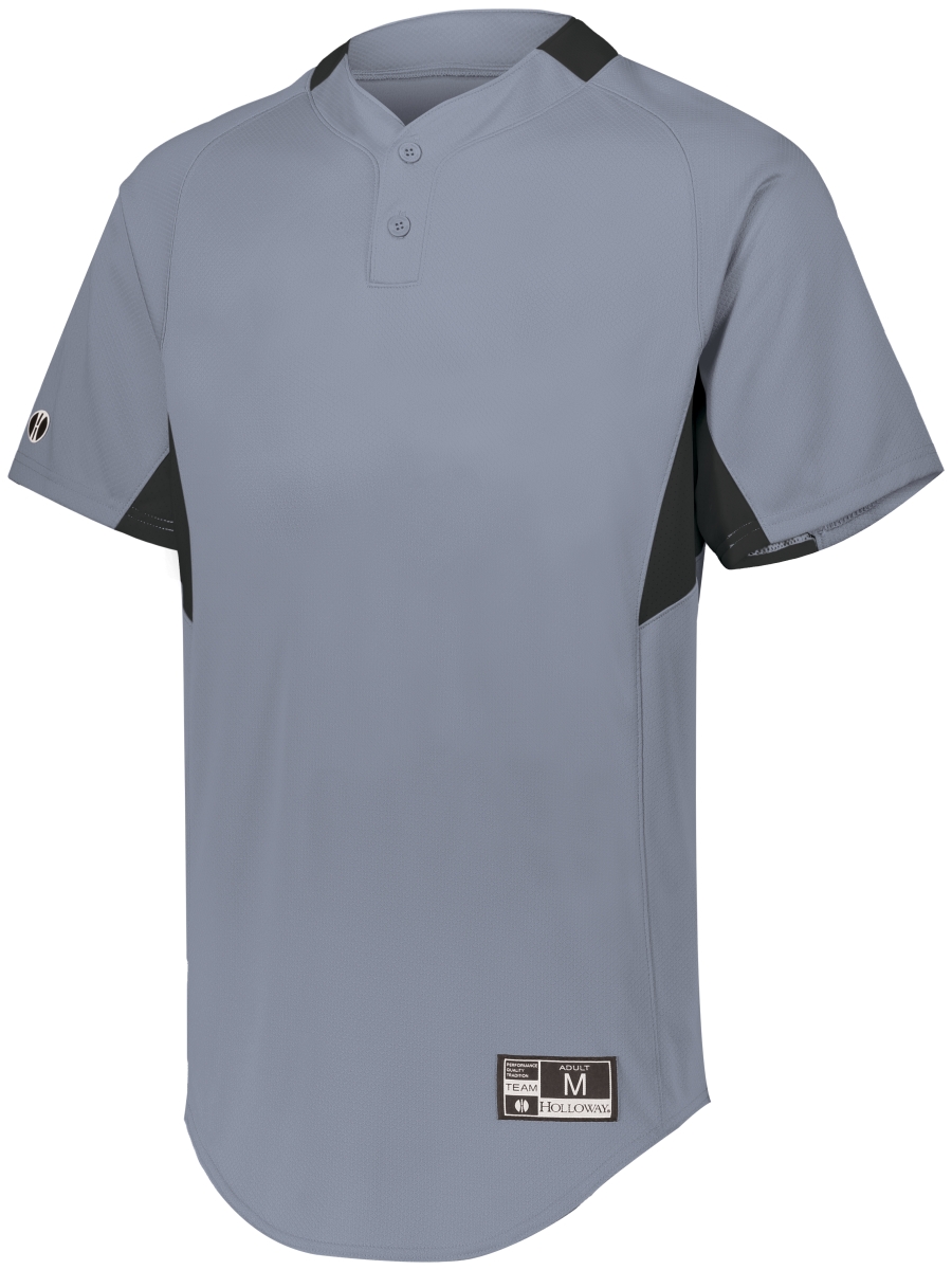 Youth Game7 Two-Button Baseball Jersey, Blue Gray & Black - Medium