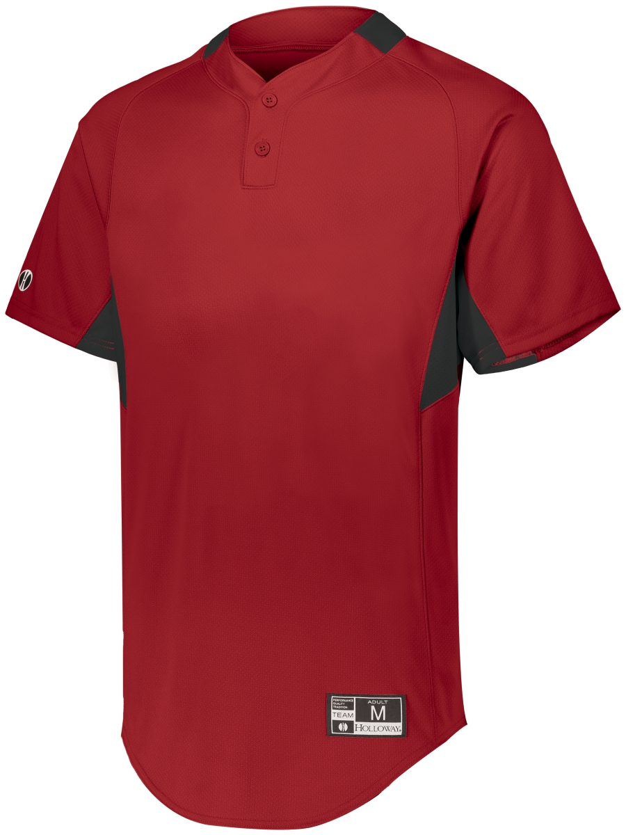 Youth Game7 Two-Button Baseball Jersey, Scarlet & Black - Small