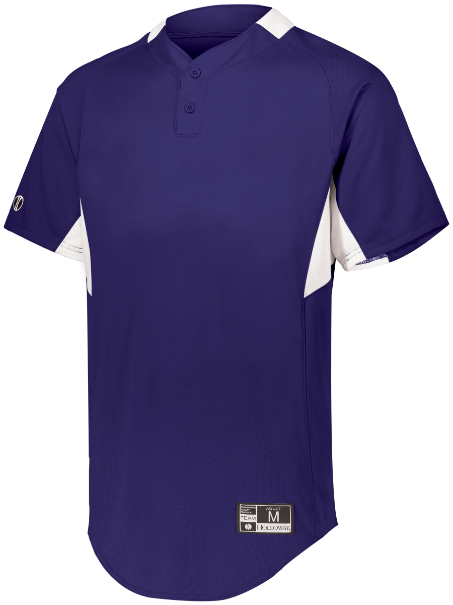 Youth Game7 Two-Button Baseball Jersey, Purple & White - Small