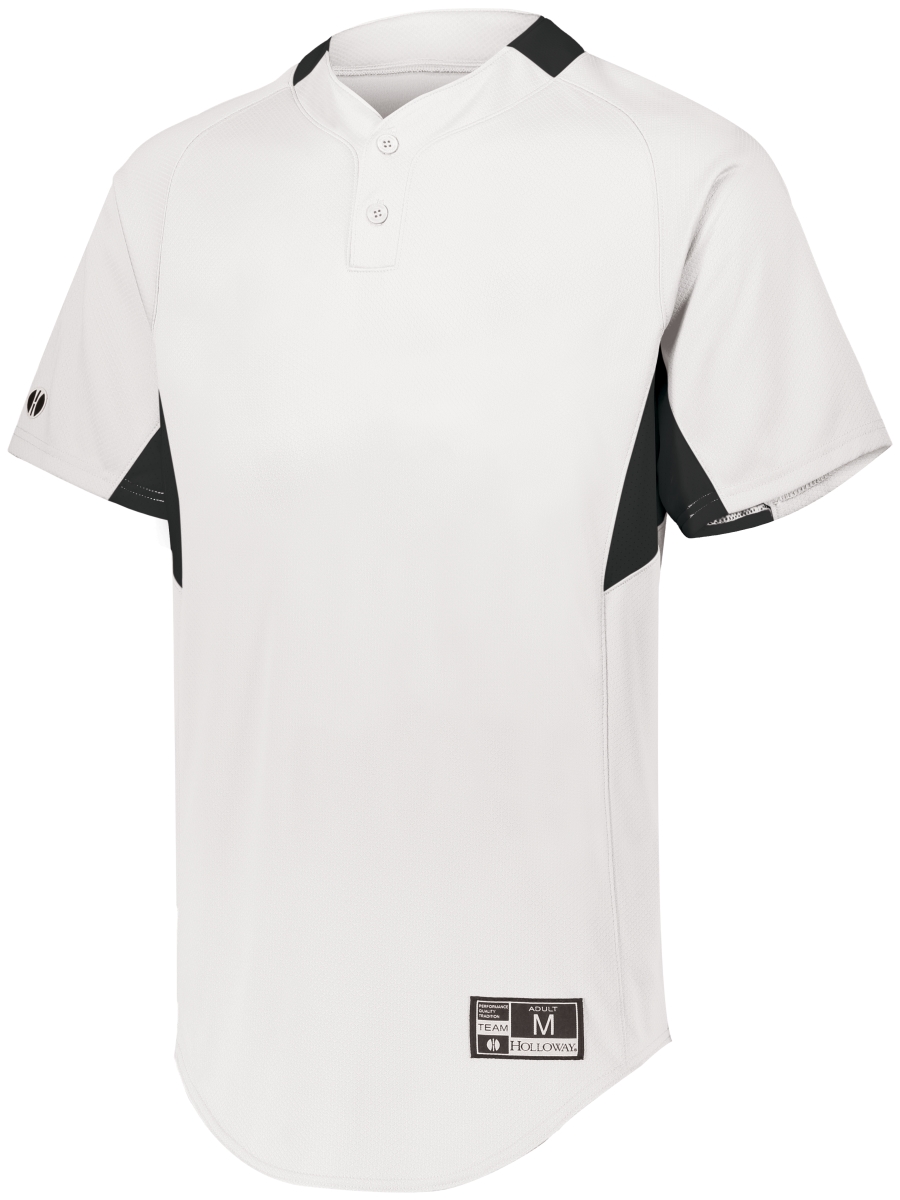 Youth Game7 Two-Button Baseball Jersey, White & Black - Extra Large