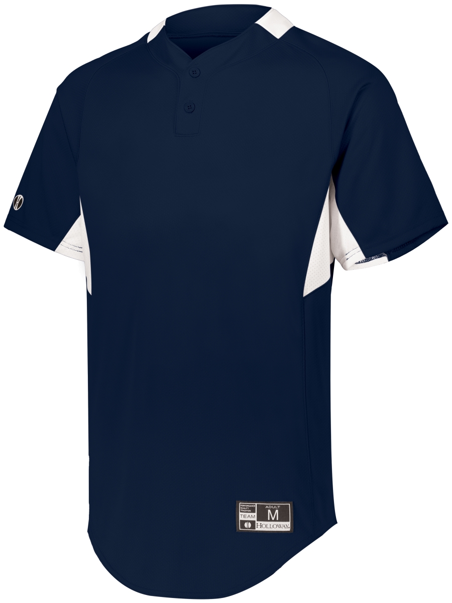 Youth Game7 Two-Button Baseball Jersey, Navy & White - Extra Large
