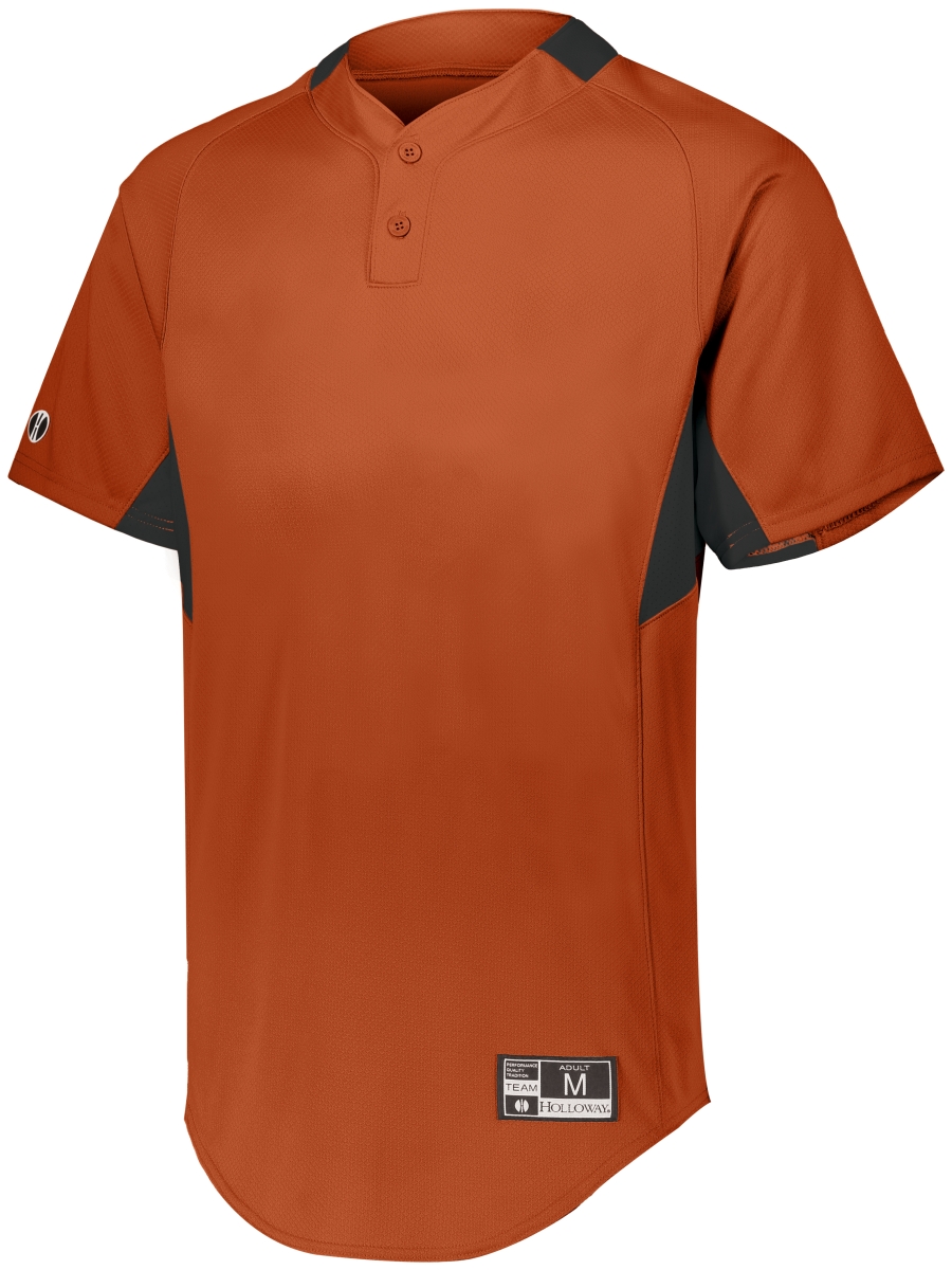 Youth Game7 Two-Button Baseball Jersey, Orange & Black - Extra Large