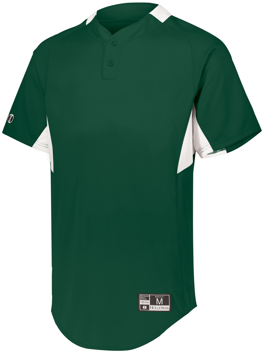 Youth Game7 Two-Button Baseball Jersey, Forest & White - Extra Large