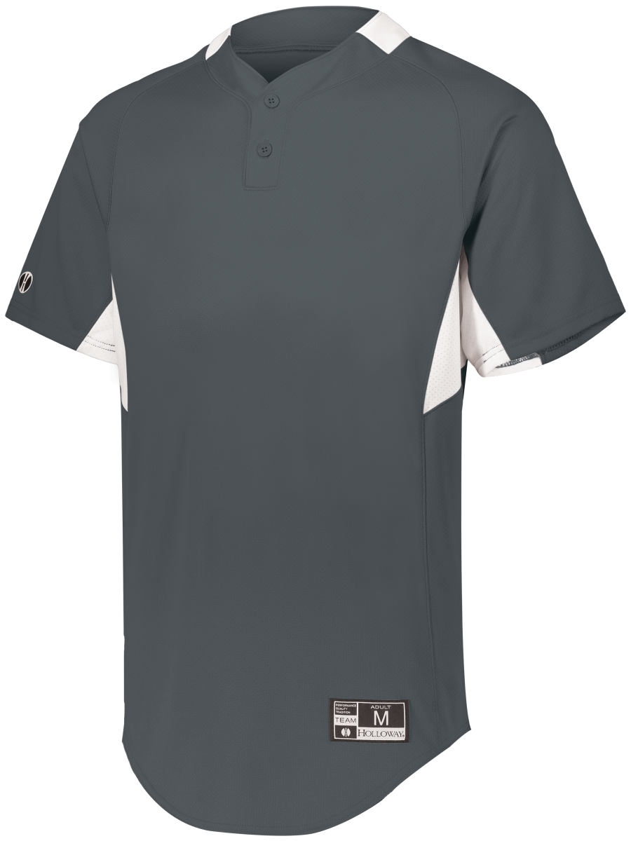 Youth Game7 Two-Button Baseball Jersey, Graphite & White - Extra Large