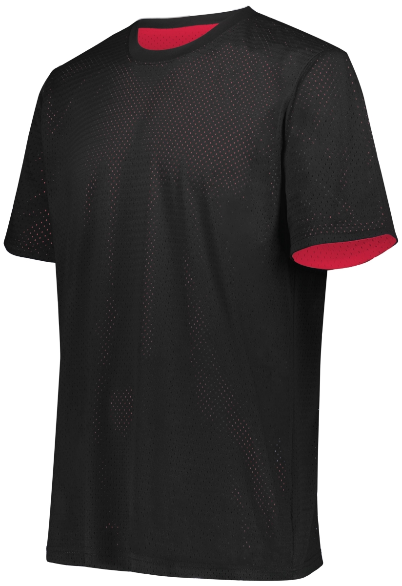 Adult Short Sleeve Mesh Reversible Jersey, Black & Scarlet - Small