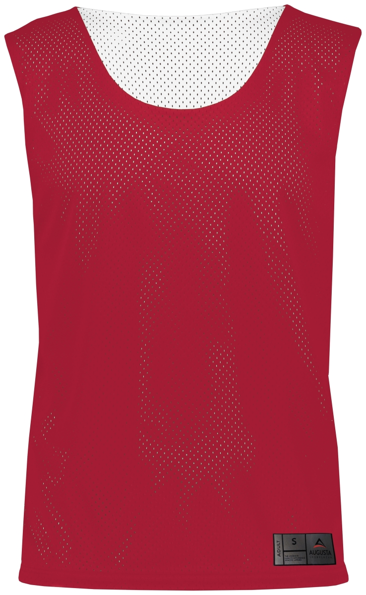 Picture of ASI 9718.408.S Youth Mesh Reversible Pinnie Top&#44; Scarlet & White - Small