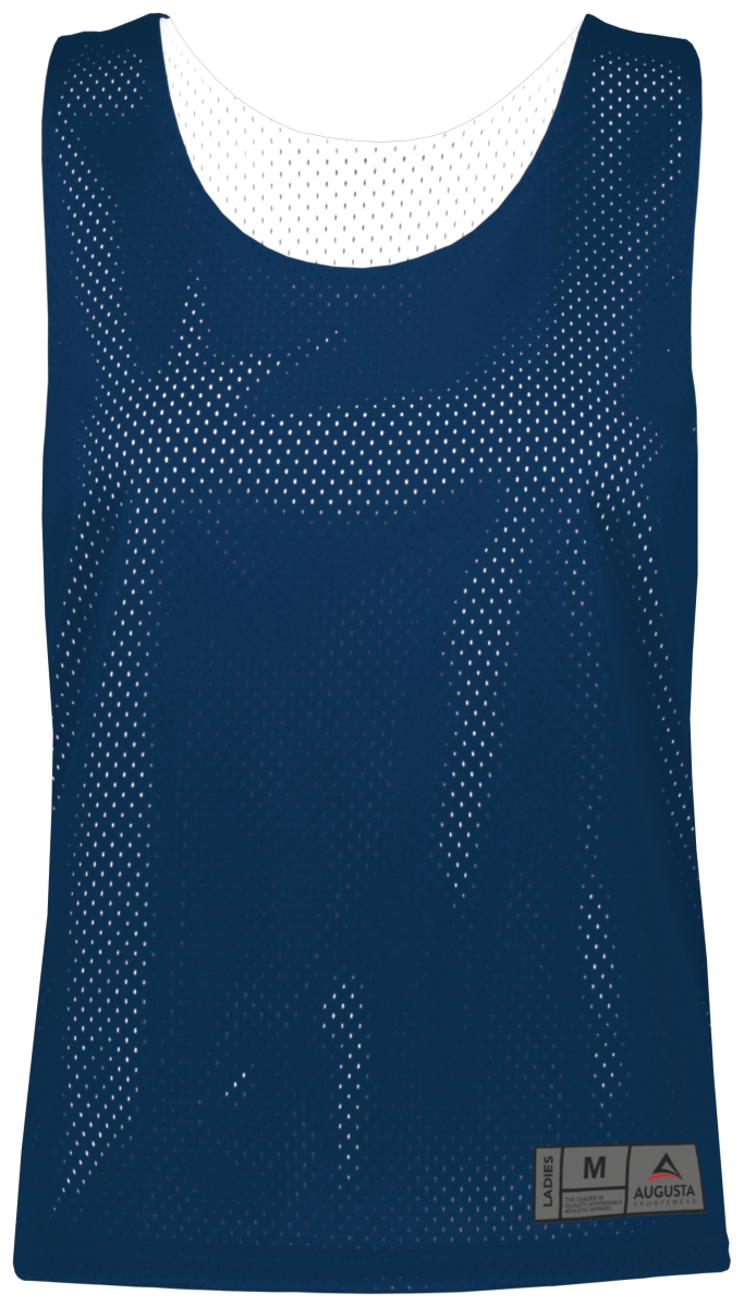 Picture of ASI 9719.301.L Ladies Mesh Reversible Pinnie Top&#44; Navy & White - Large