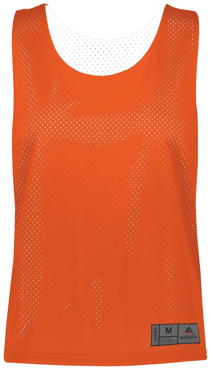 Ladies Mesh Reversible Pinnie Top, Orange & White - 3XL