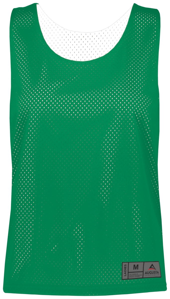 Ladies Mesh Reversible Pinnie Top, Kelly & White - 2XL