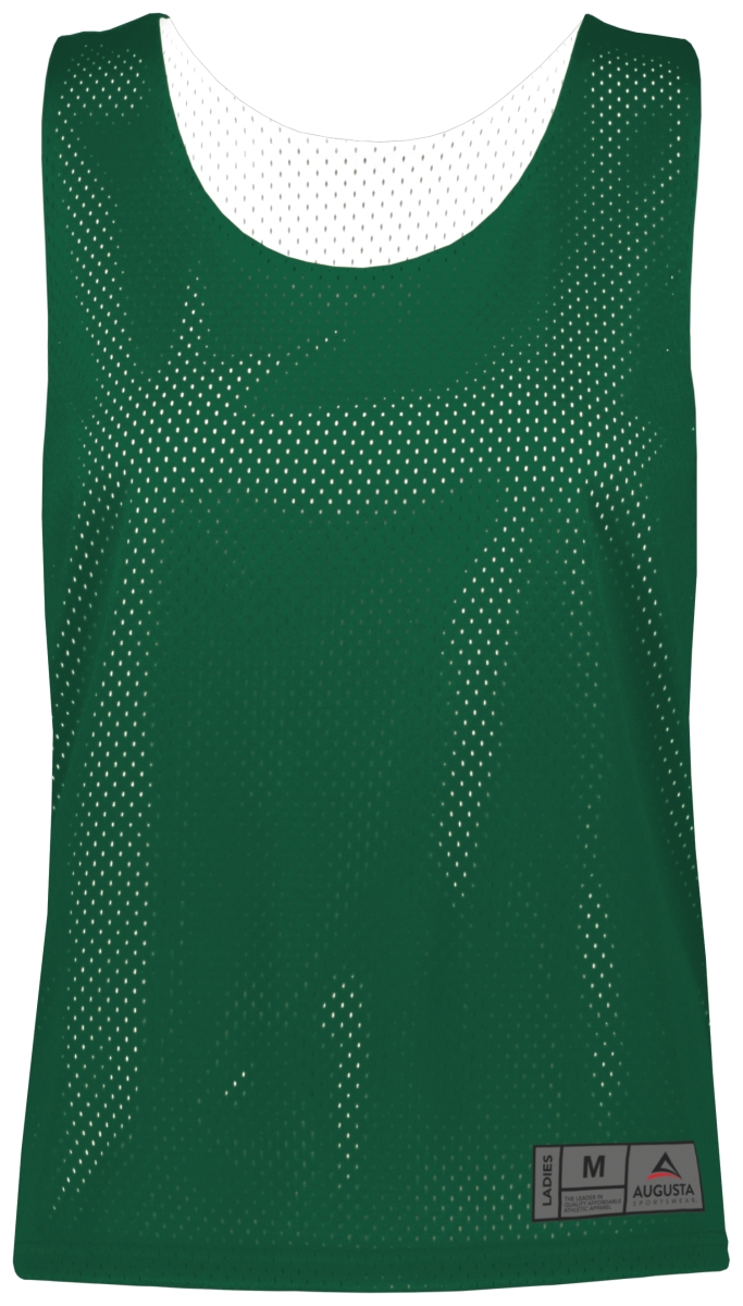 ASI  Ladies Mesh Reversible Pinnie Top, Dark Green & White - Extra Large