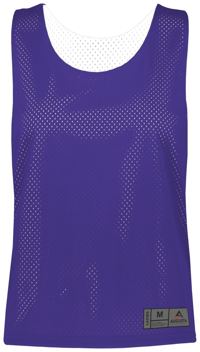 Ladies Mesh Reversible Pinnie Top, Purple & White - 2XL