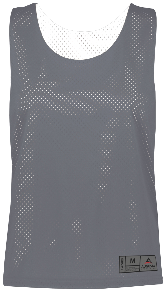 Ladies Mesh Reversible Pinnie Top, Graphite & White - 2XL