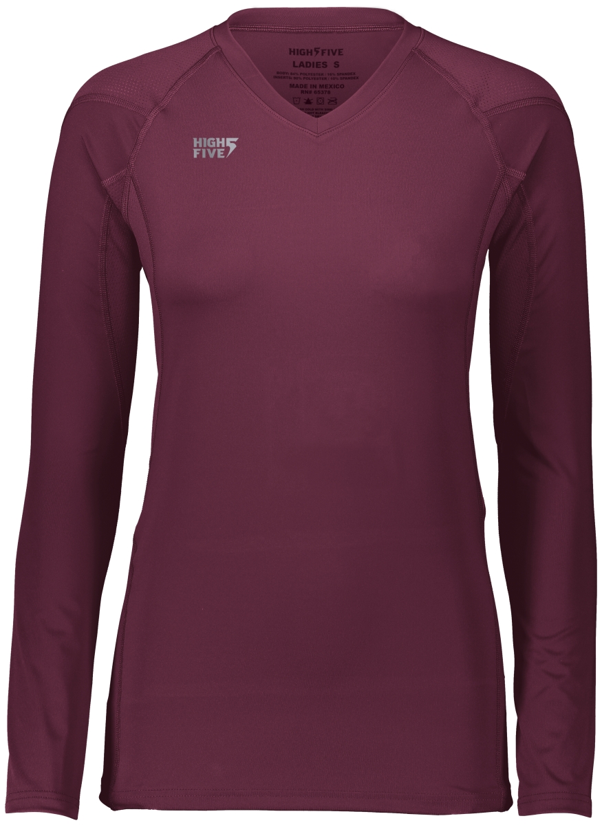 Ladies Truhit Long Sleeve Jersey, Maroon - 3XL