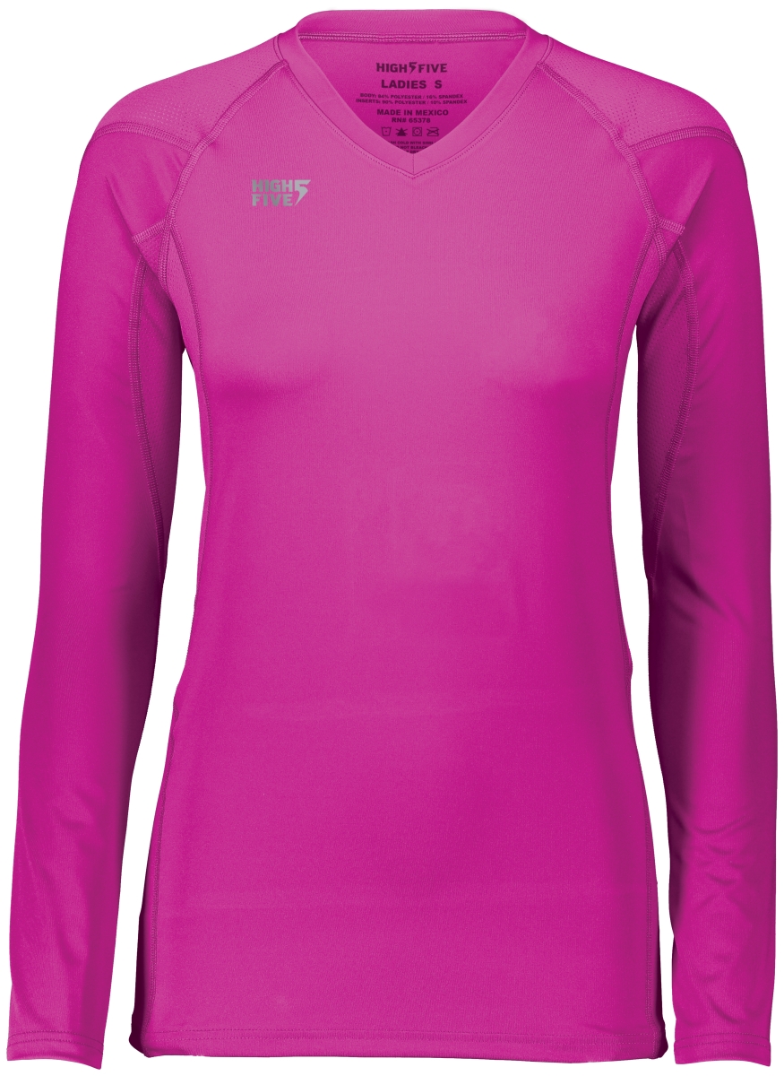 Ladies Truhit Long Sleeve Jersey, Power Pink - 3XL