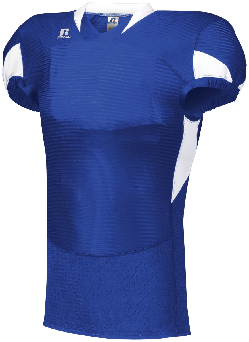 Mens Waist Length Football Jersey, White & Royal - Large
