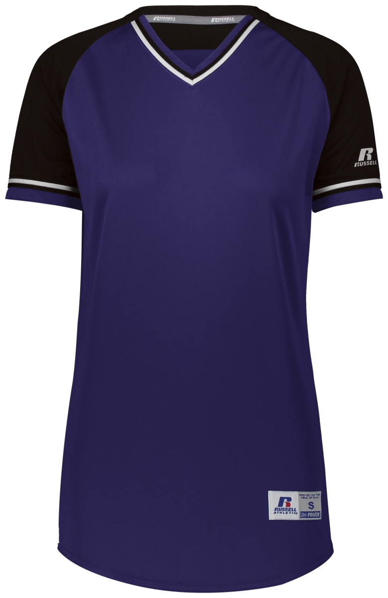 Ladies Classic V-Neck Jersey - Purple, Black & White - Extra Large