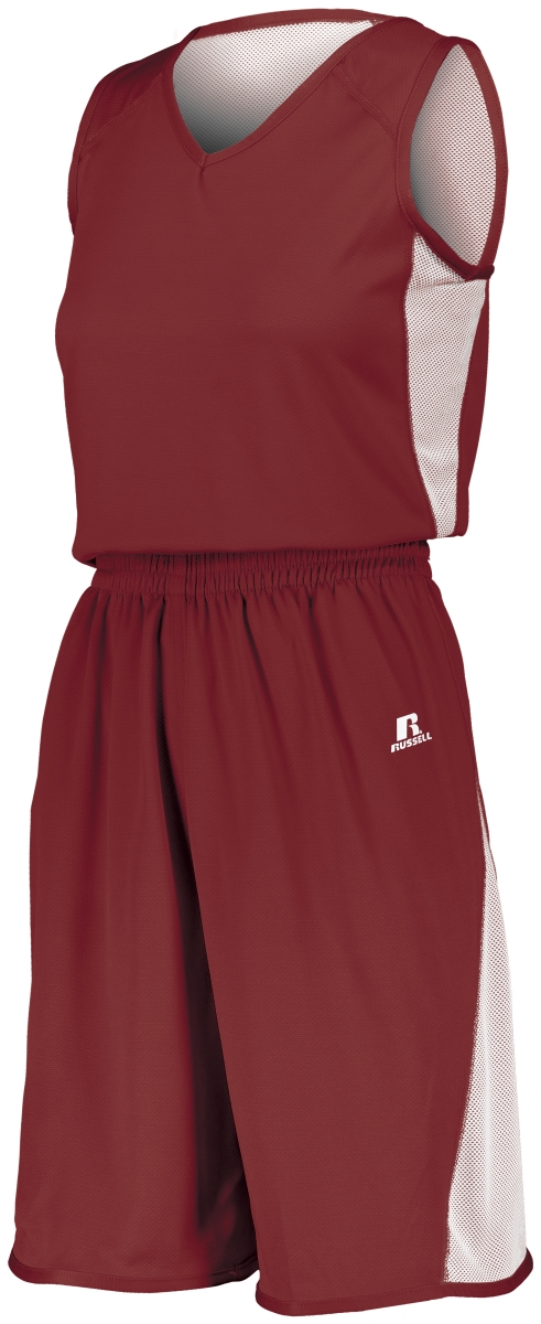Ladies Undivided Single Ply Reversible Shorts, Cardinal & White - Small