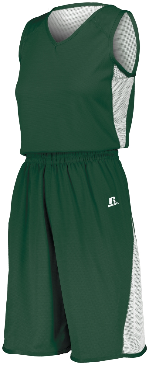 Ladies Undivided Single Ply Reversible Shorts, Dark Green & White - Medium