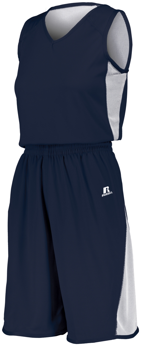 Ladies Undivided Single Ply Reversible Shorts, Navy & White - Large