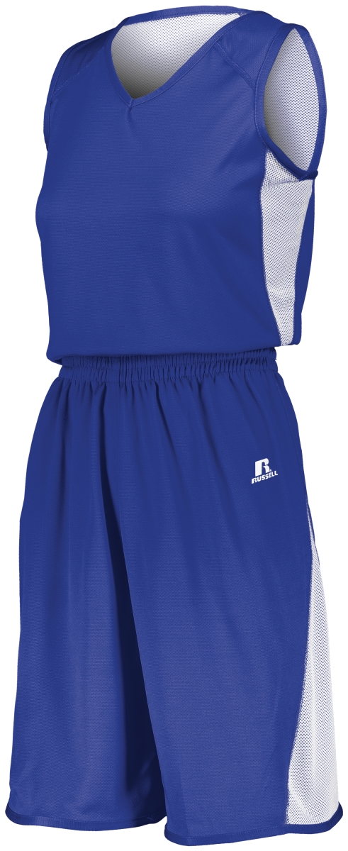 Ladies Undivided Single Ply Reversible Shorts, Royal & White - Medium
