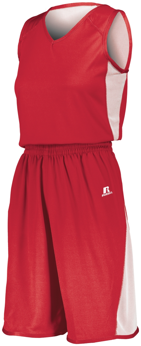 Ladies Undivided Single Ply Reversible Shorts, True Red & White - Extra Large