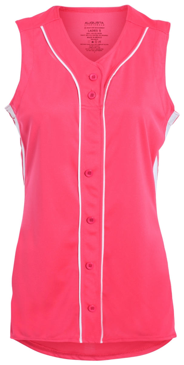 Picture of ASI 1668.468.L Ladies Sleeveless Winner Jersey&#44; Power Pink & White - Large