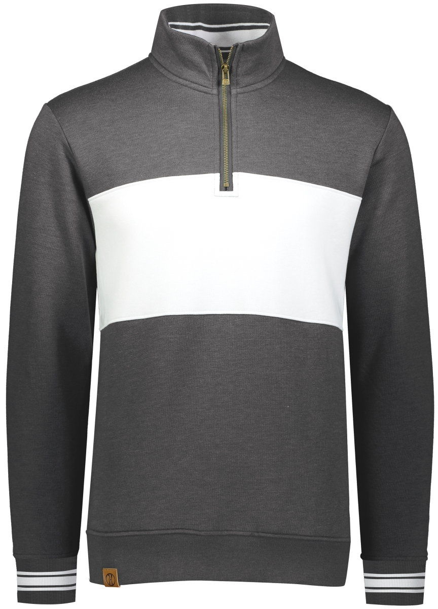 Adult Ivy League Pullover, Carbon Heather & White - Small