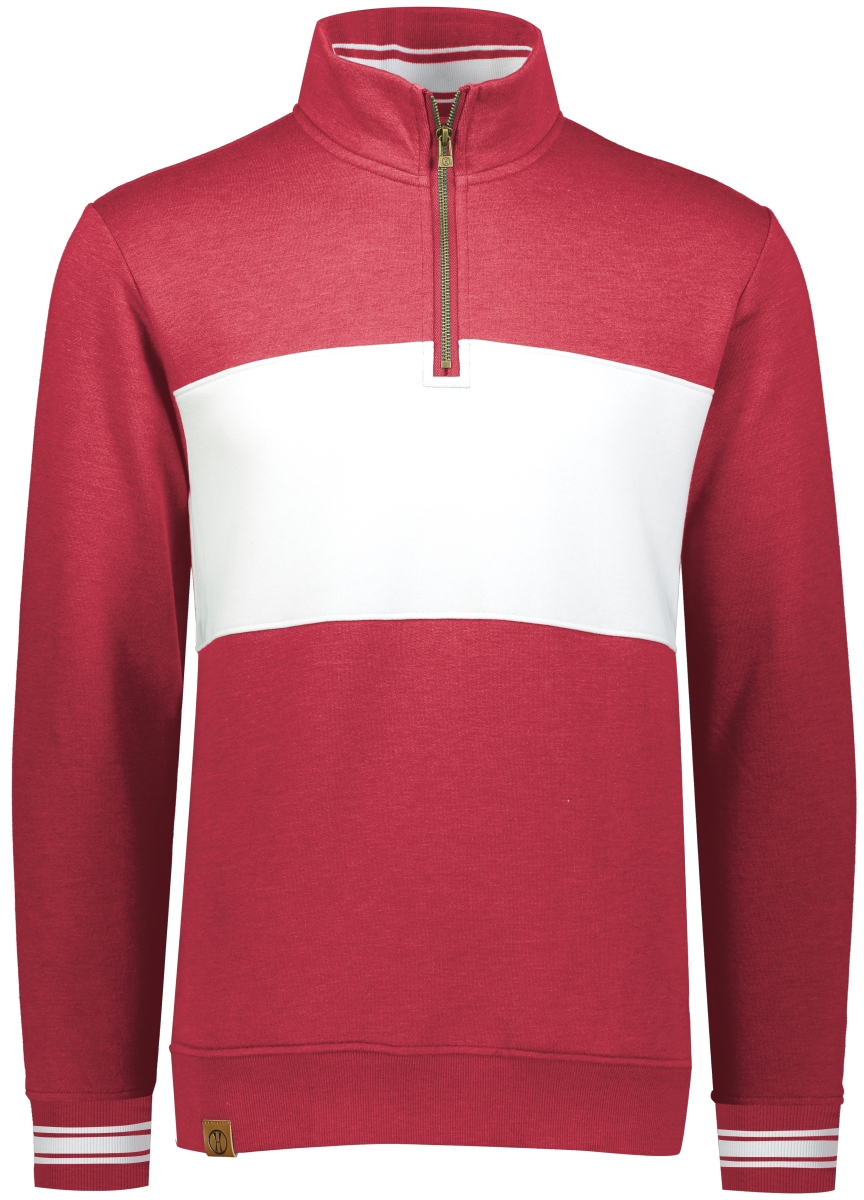 Adult Ivy League Pullover, Scarlet Heather & White - Small