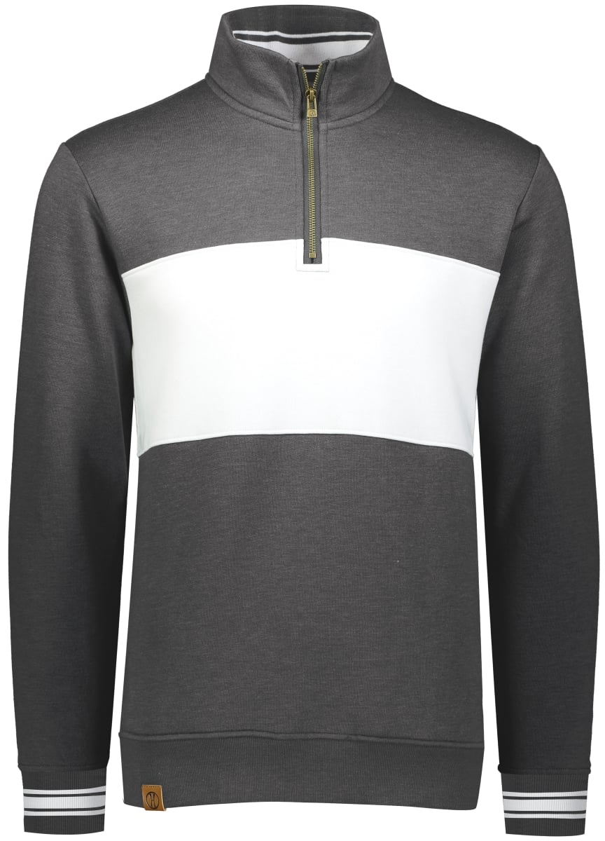 Adult Ivy League Pullover, Carbon Heather & White - Extra Small