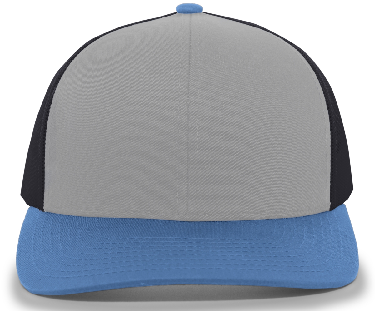 Trucker Snapback Cap - Heather Gray, Light Charcoal & Ocean Blue - One Size