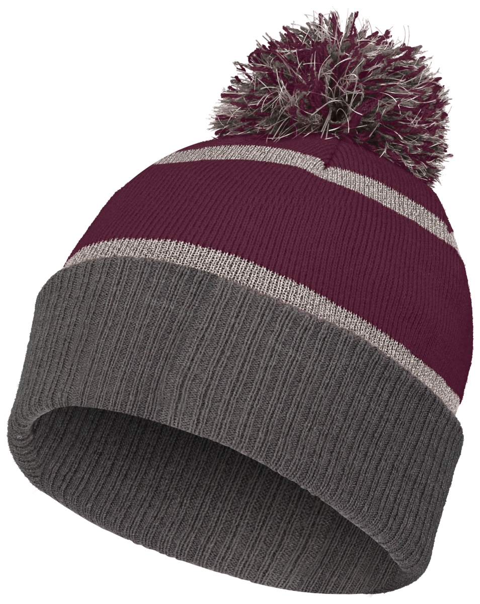 Picture of Holloway 223816.E92.OS Reflective Beanie&#44; Maroon & Carbon - One Size