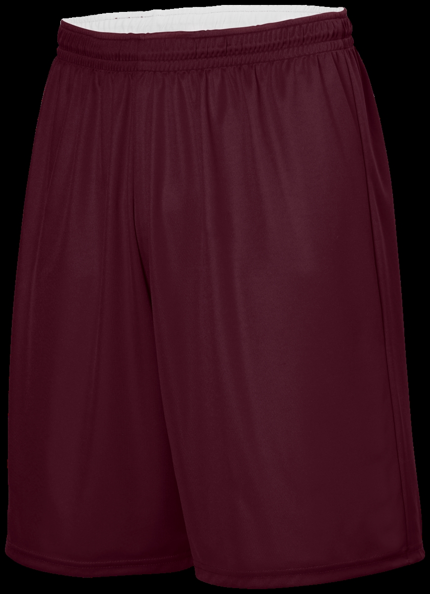 Picture of ASI 1406.857.2XL Adult Reversible Wicking Shorts&#44; League Maroon & White - 2XL
