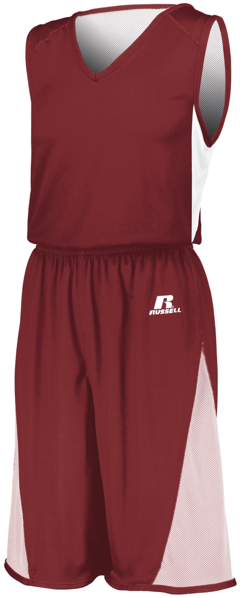 5R5DLB.CWH.M Youth Undivided Single Ply Reversible Jersey, Cardinal & White - Medium