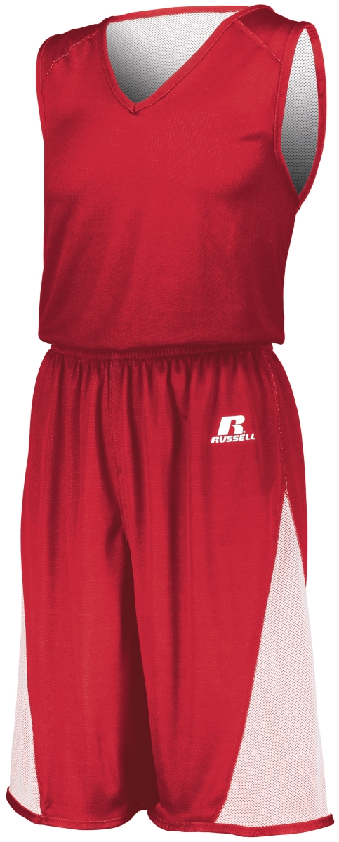 5R5DLB.TRW.M Youth Undivided Single Ply Reversible Jersey, True Red & White - Medium