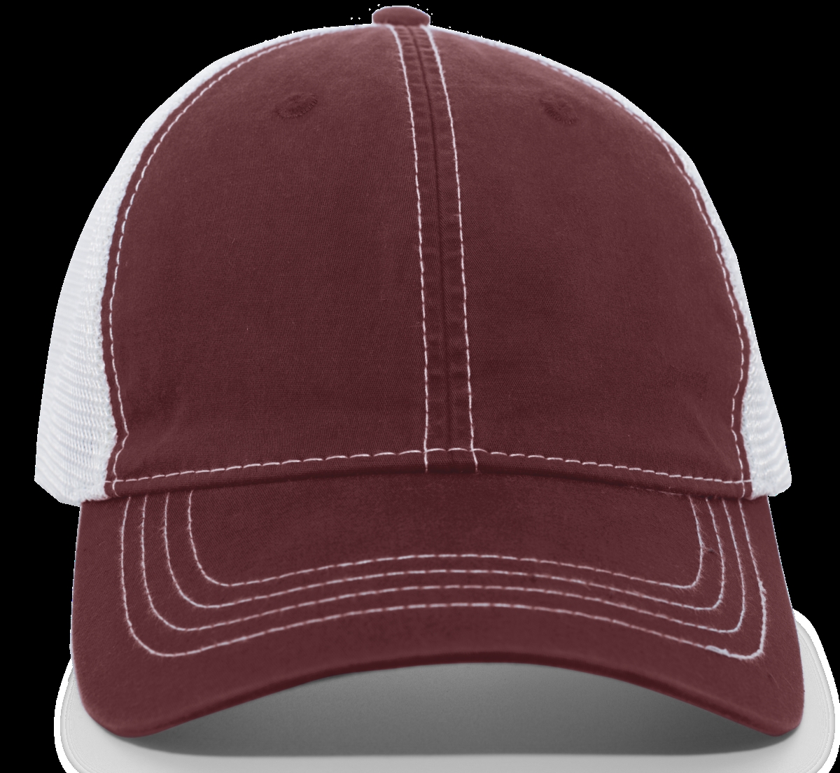 V67.381.OS Vintage Trucker Snapback Cap, Maroon & White - One Size