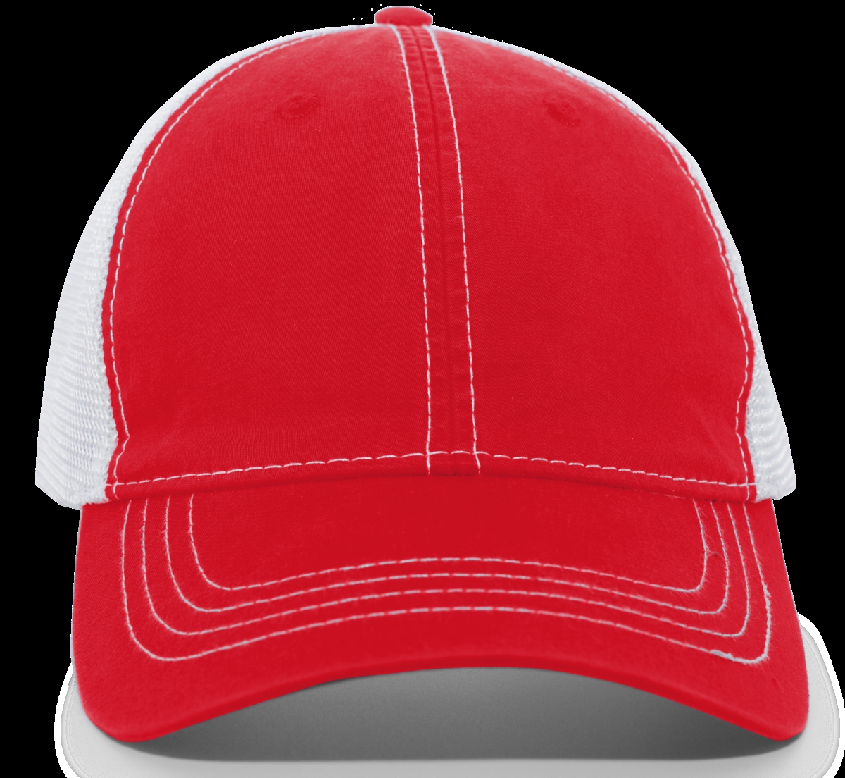 V67.125.OS Vintage Trucker Snapback Cap, Red & White - One Size
