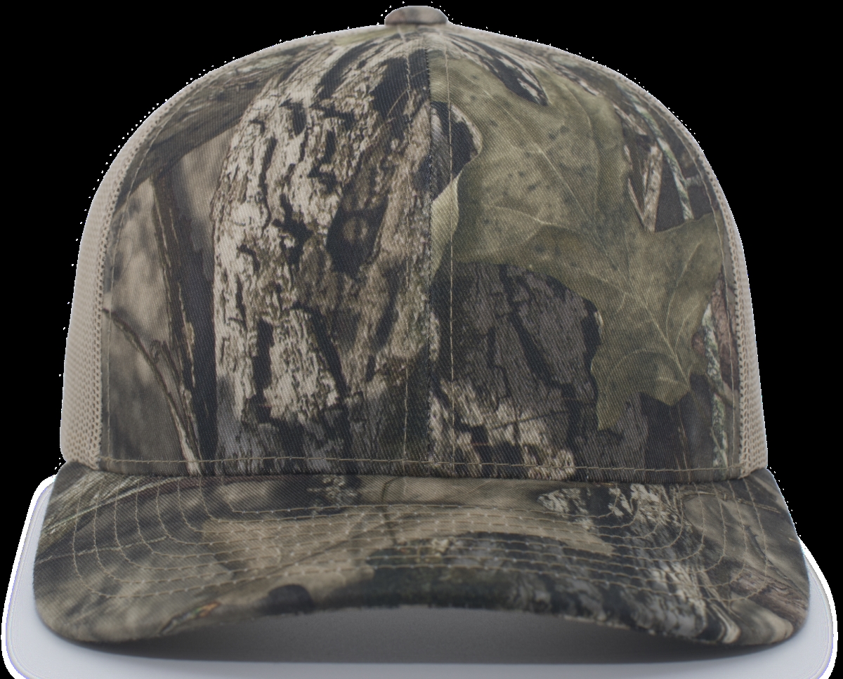 108C.07P.OS Camo Snapback Trucker Cap, Break-Up Country & Khaki - One Size