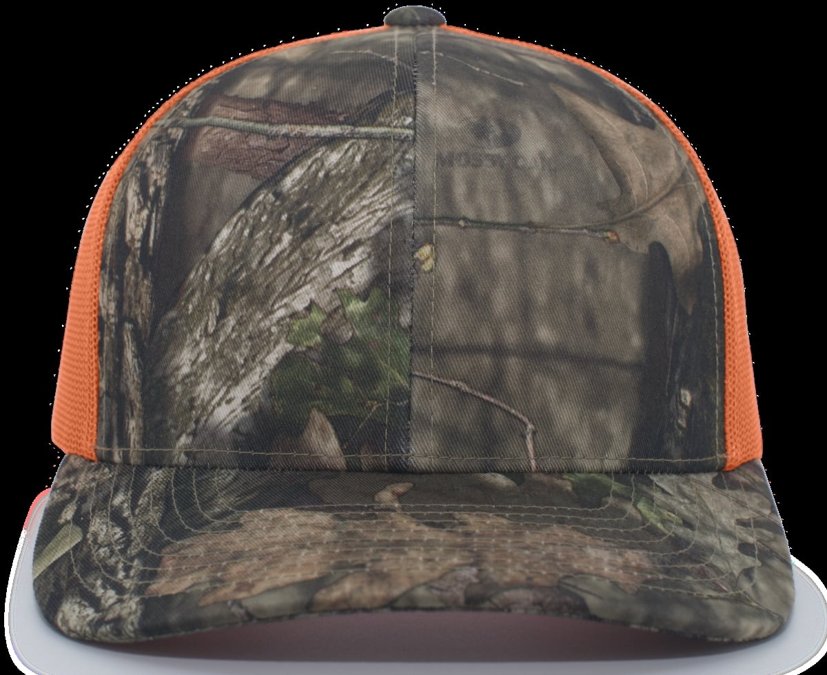 108C.09P.OS Camo Snapback Trucker Cap, Break-Up Country & Orange - One Size