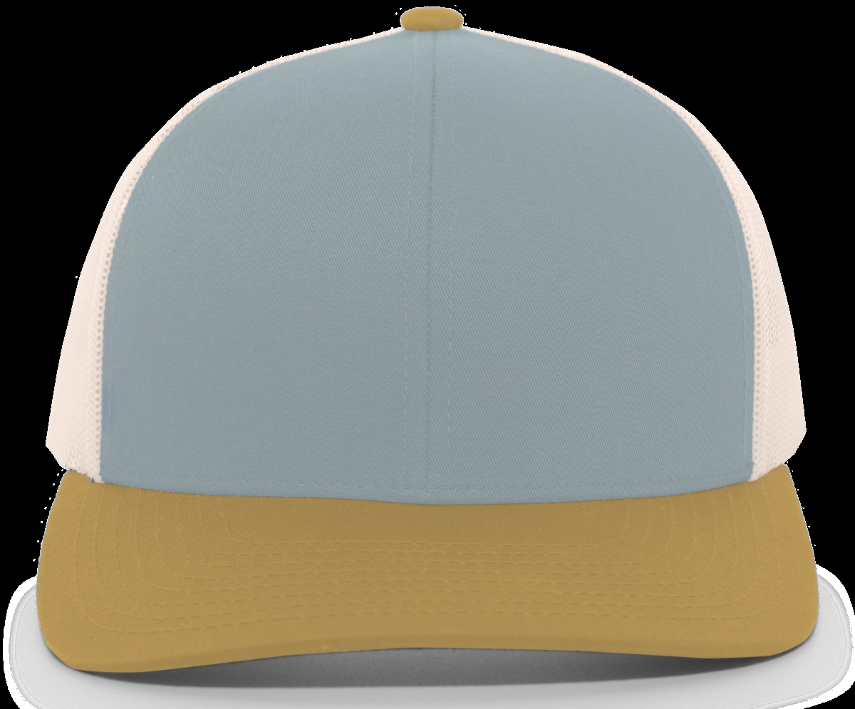 104C.49P.OS Trucker Snapback Cap - Smoke Blue, Beige & Amber Gold - One Size