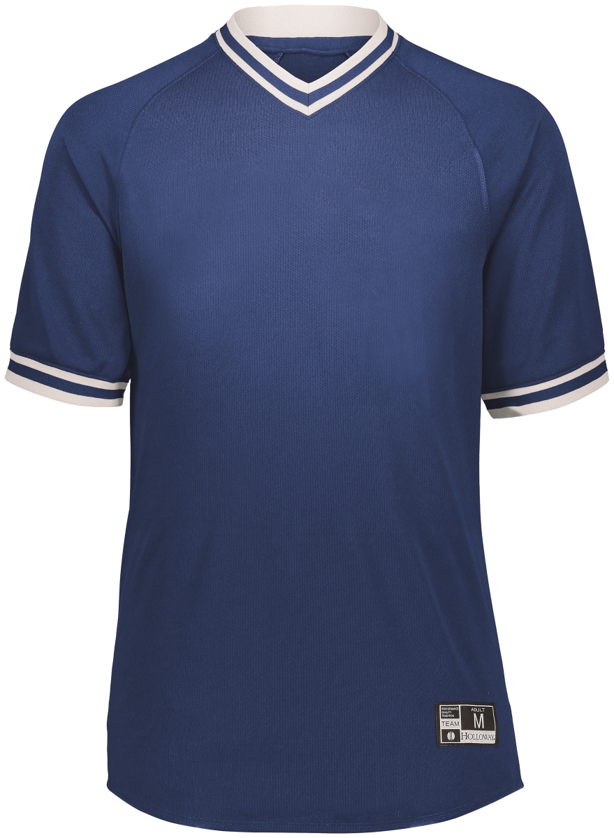 221221.280.L Youth Retro V-Neck Baseball Jersey, Royal & White - Large
