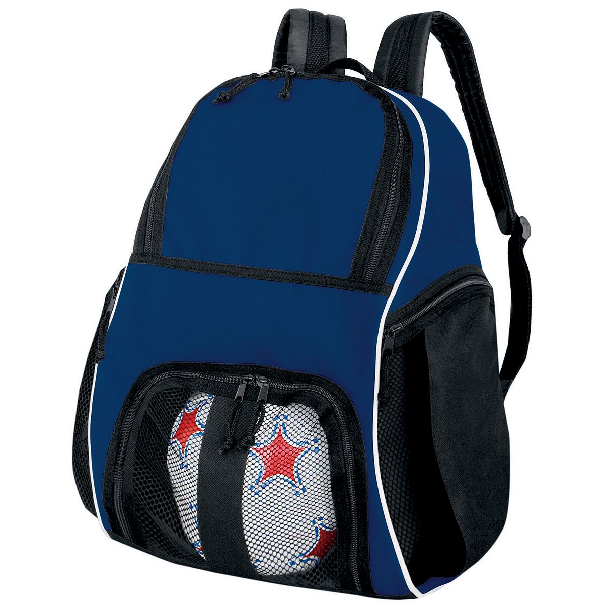 327850.311.OS 600-Denier Polyester Backpack - Navy, Black & White - One Size
