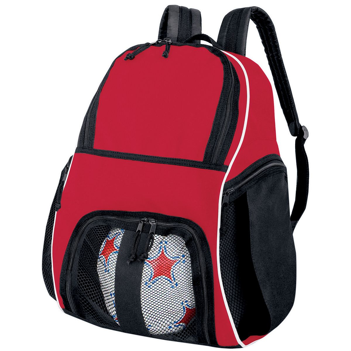 327850.952.OS 600-Denier Polyester Backpack - Scarlet, Black & White - One Size