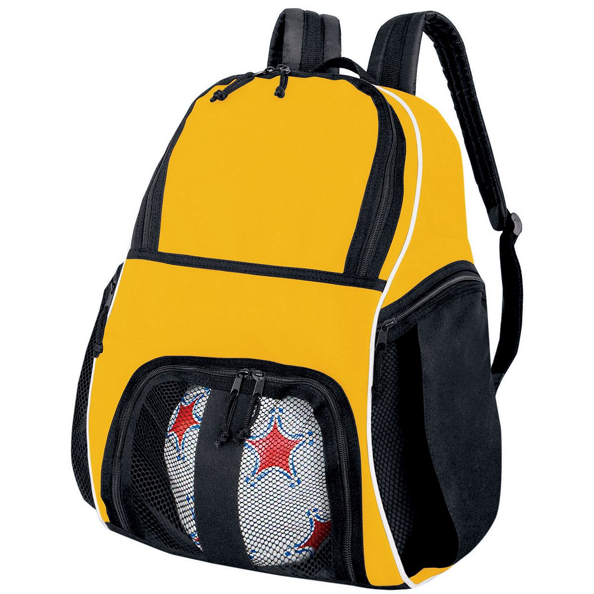 327850.657.OS 600-Denier Polyester Backpack - Athletic Gold, Black & White - One Size