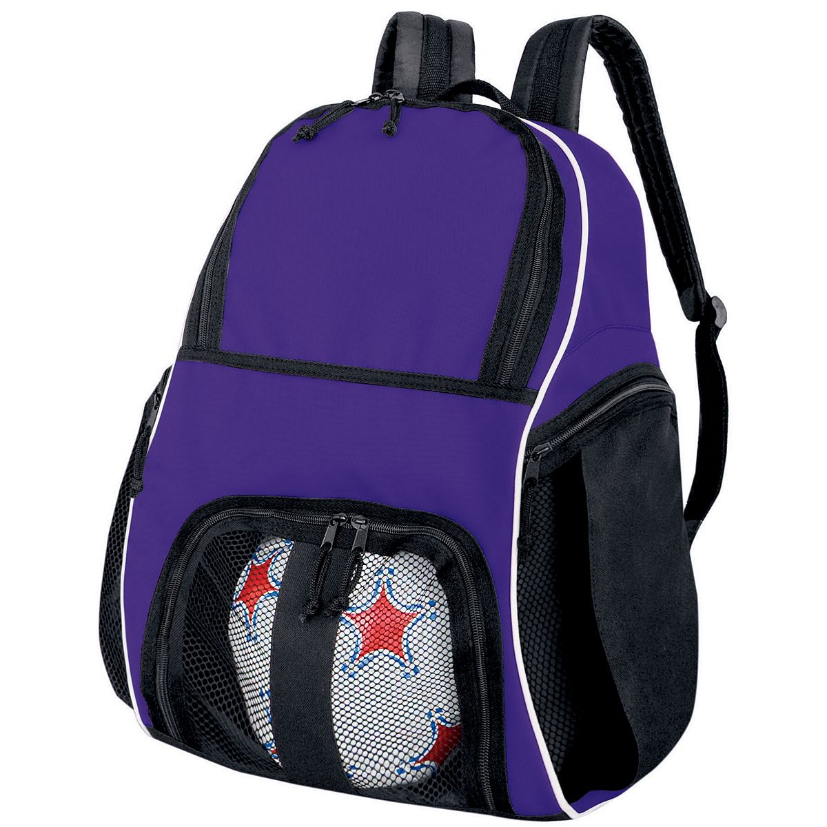 327850.497.OS 600-Denier Polyester Backpack - Purple, Black & White - One Size
