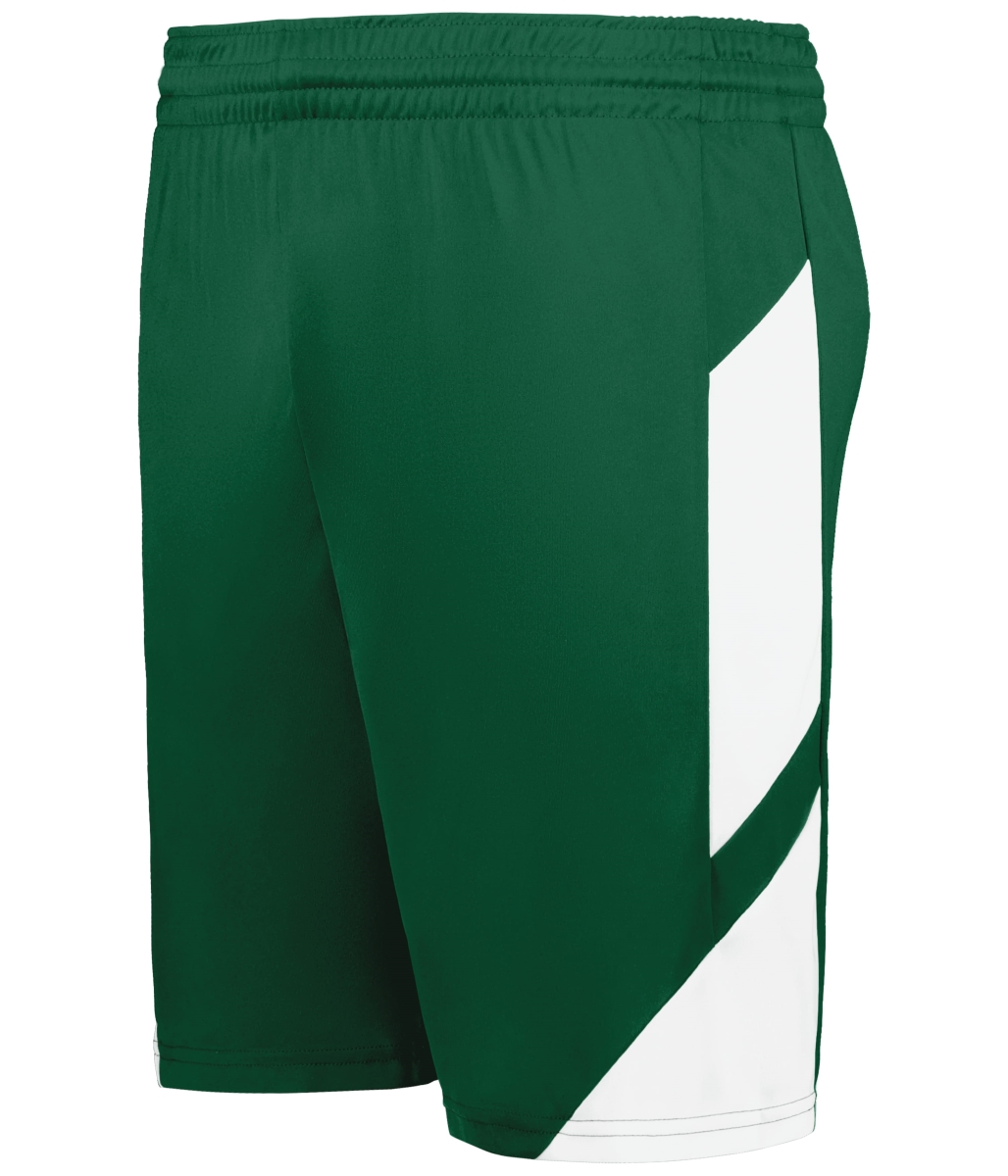 1736.438.M Step-Back Modern Fit Basketball Shorts, Dark Green & White - Medium